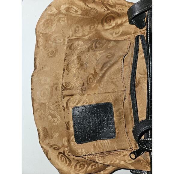 Brighton Black Croco Embossed Leather Satchel Shoulder Handbag 15x8x3 - Picture 14 of 16